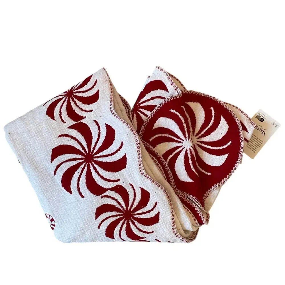Martha Stewart Christmas Throw 50x70 Holiday Peppermint Candy Red White NEW